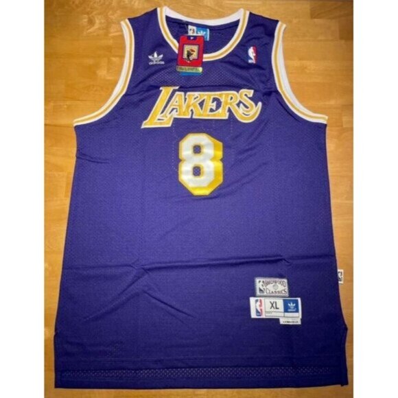 NBA Los Angeles Lakers Kobe Bryant #8 Jersey XL Hardwood Classic Purple NWT - Picture 1 of 3